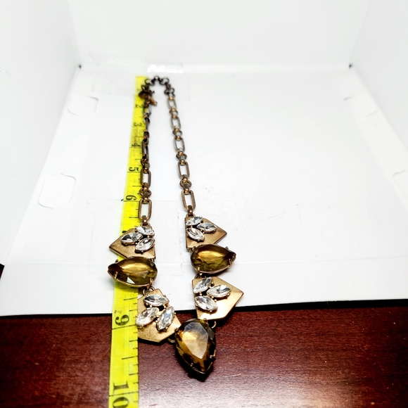 J Crew Brulee Choker Collar Necklace Bronze Gold Tone Large Rhinestones - Picture 8 of 9